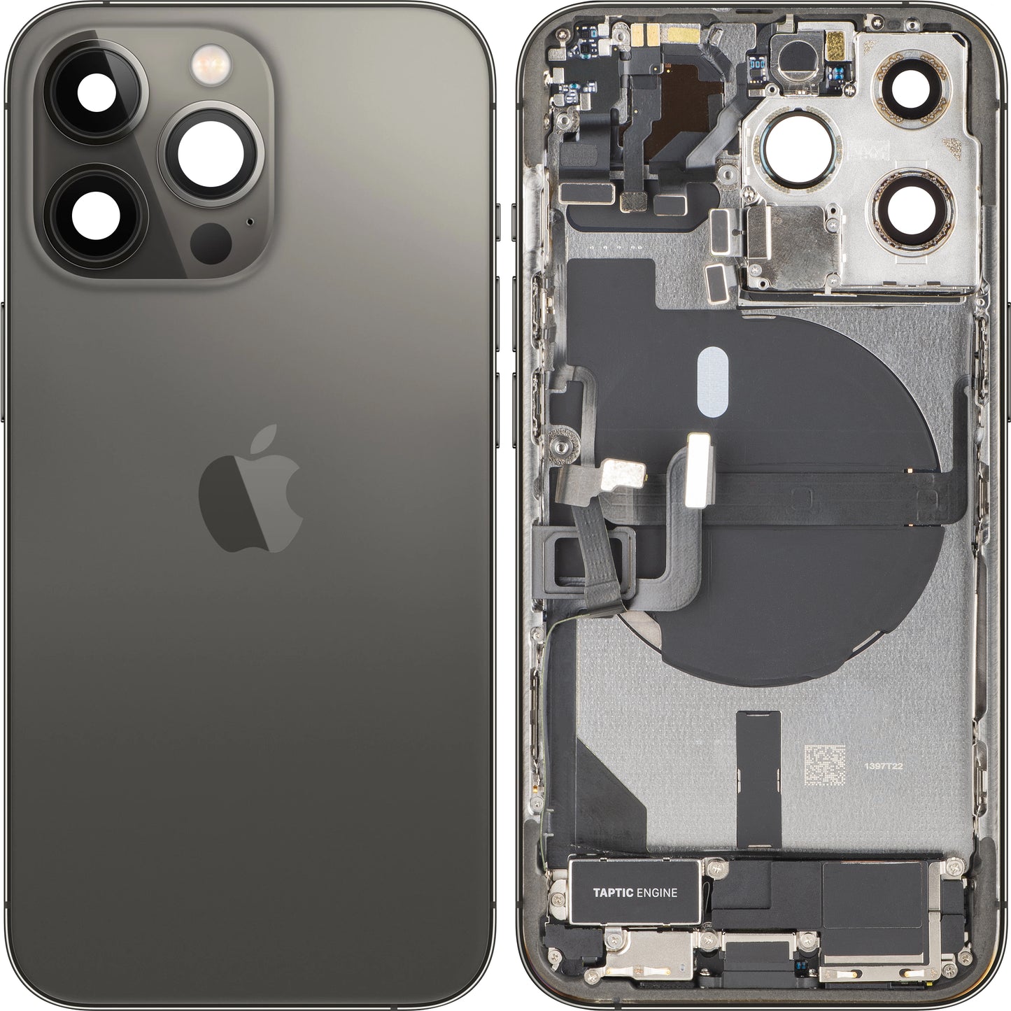 Batteridæksel Apple iPhone 13 Pro, Med Midterkabinet, Fulde Dele, Sort (Graphite), Swap