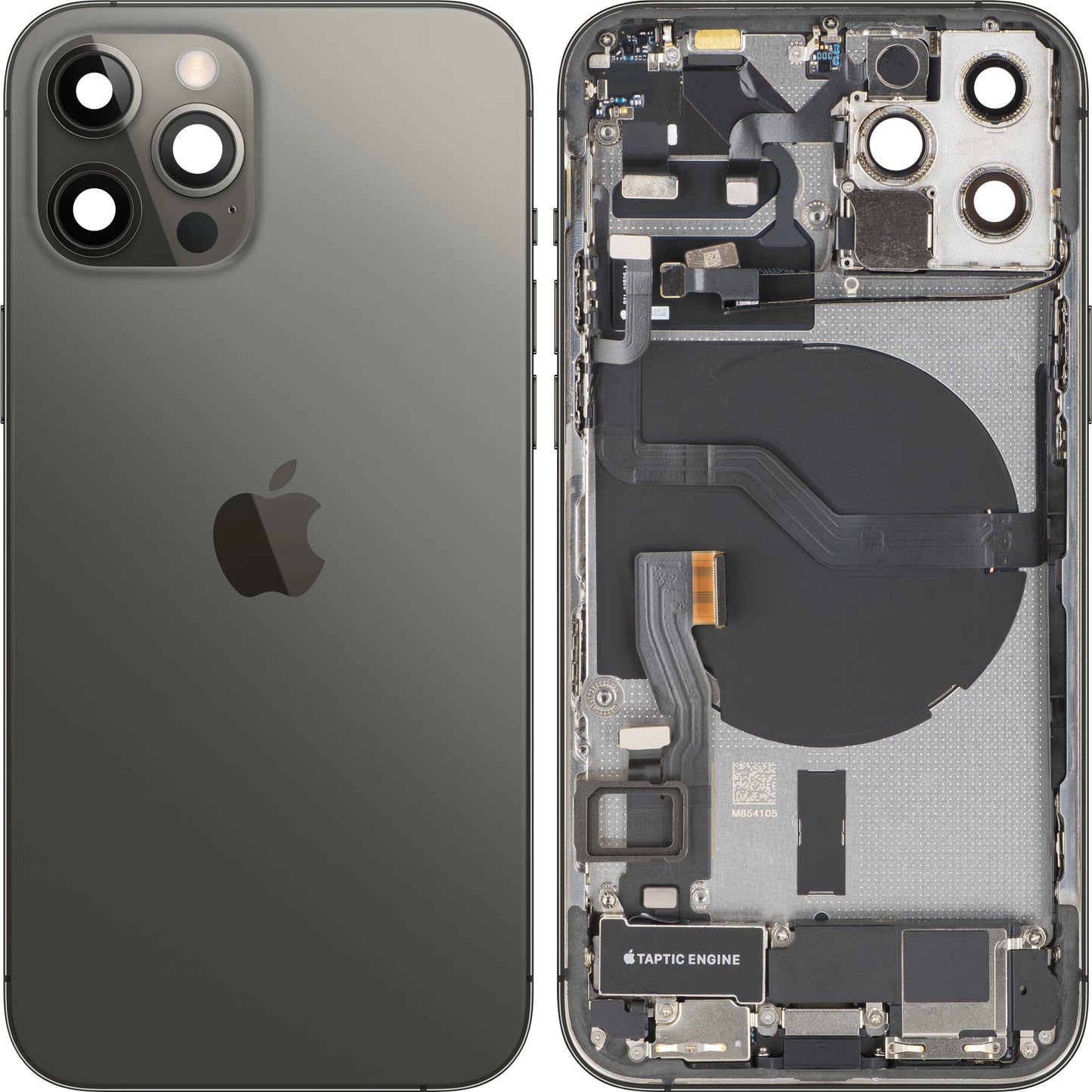 Batteridæksel Apple iPhone 12 Pro, Med Midterkabinet, Fulde Dele, Grå (Graphite), Swap