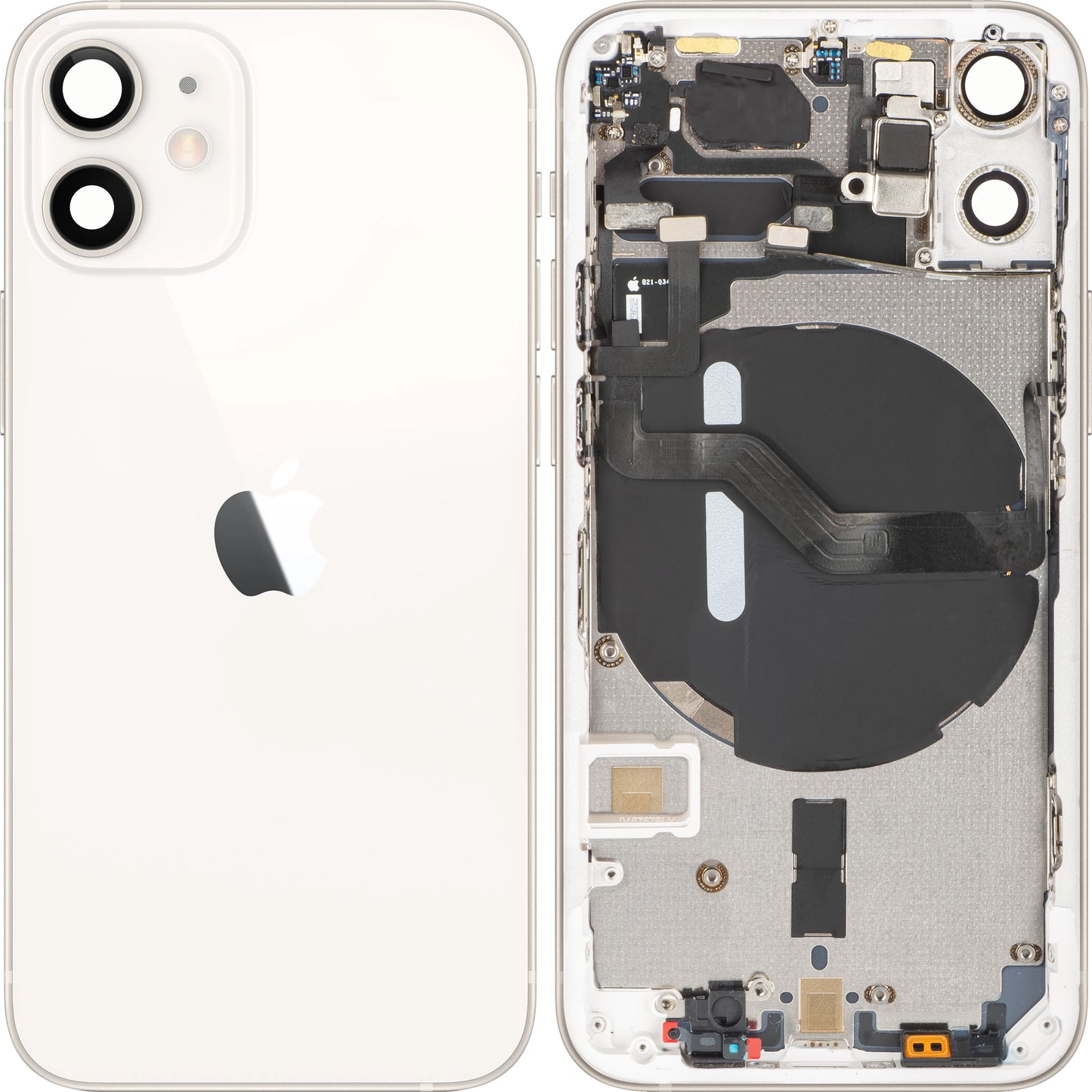 Batteridæksel Apple iPhone 12 mini, Med Midterkabinet, Hvid, Swap