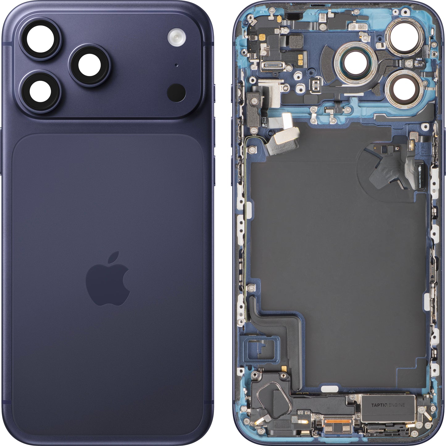 Batteridæksel Apple iPhone 17 Pro Max, med midterhus, komplette dele, mørkeblå (Deep Blue), swap