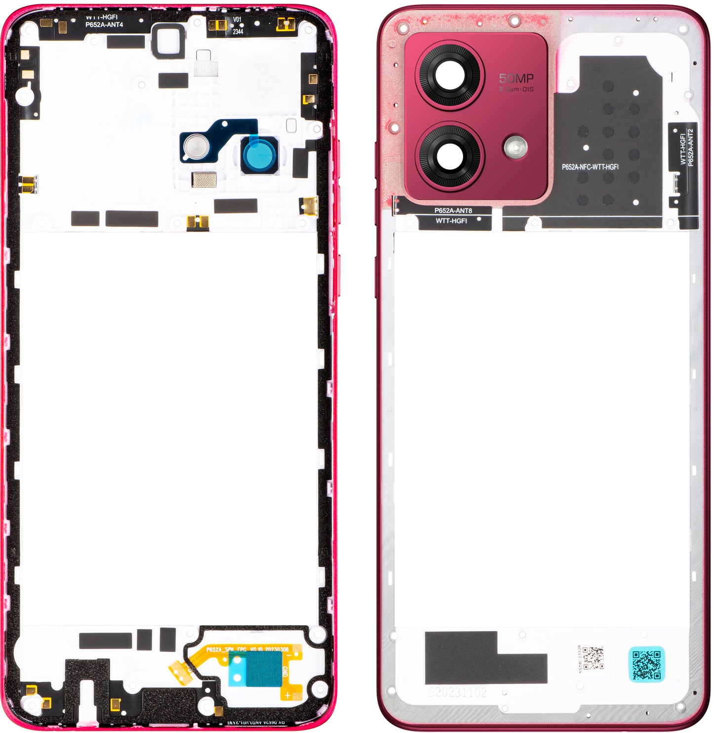 Motorola Moto G84 Midterkabinet, Rød (Viva Magenta), Servicepakke 5S58C23328