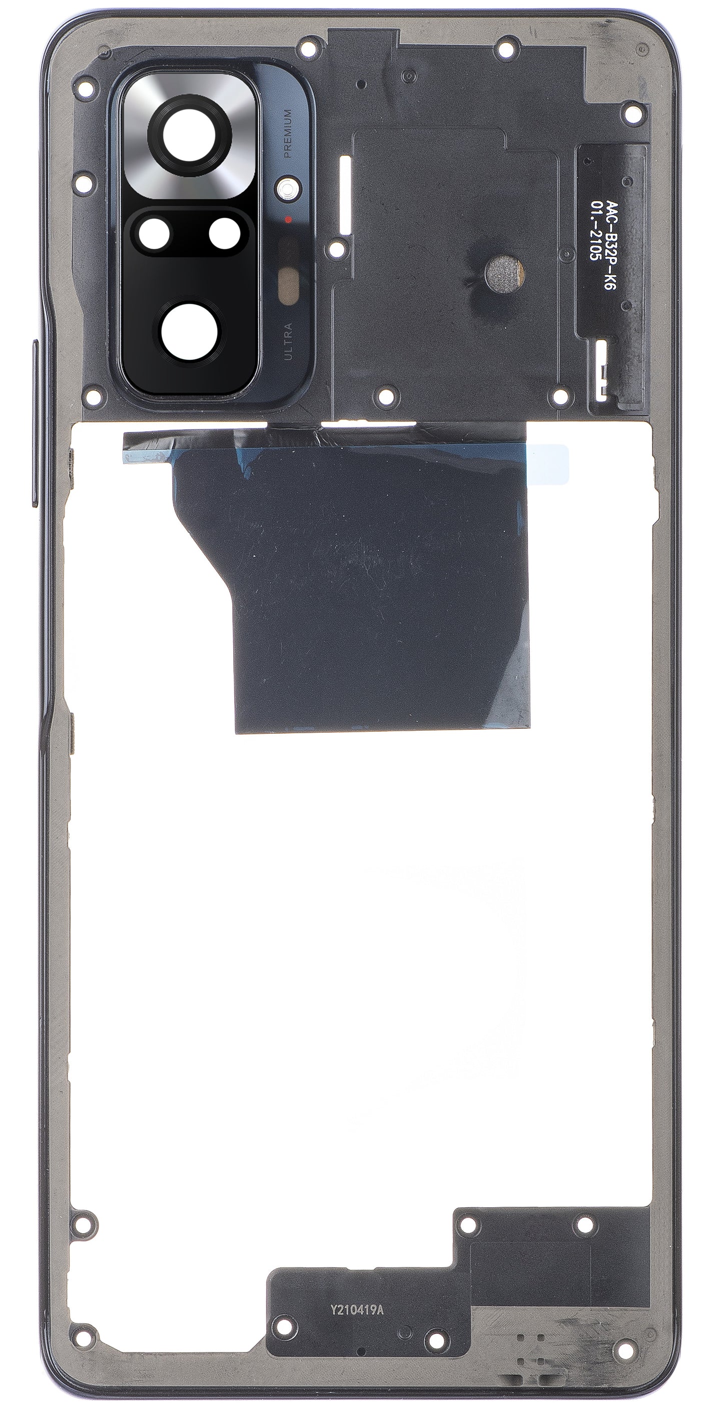 Middle Case - Rear Camera Glass Xiaomi Redmi Note 10 Pro, Gray
