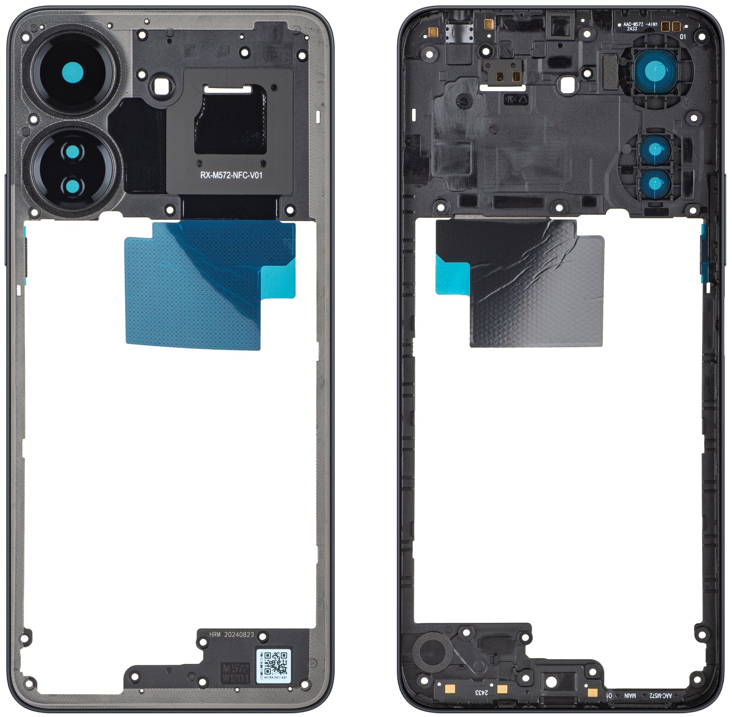 Mellemkabinet Xiaomi Redmi 13C NFC / Poco C65, Sort, Service Pack 560001C3UP00