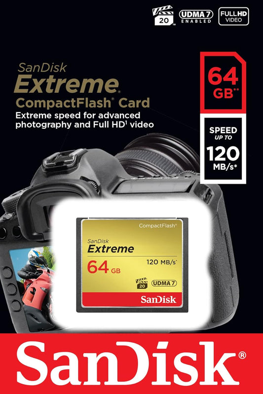 SanDisk Extreme CompactFlash hukommelseskort, 64Gb, UDMA 7 SDCFXSB-064G-G46