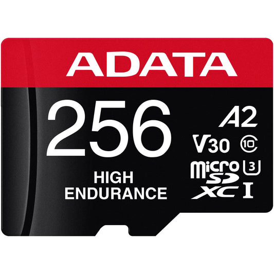 Hukommelseskort microSDXC Adata High Endurance, 256Gb, Klasse 10 / UHS-1 U3, Med Adapter AUSDX256GUI3V30SHA2-RA1