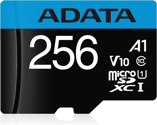microSDXC hukommelseskort Adata Premier, 256Gb, Klasse 10 / UHS-1 U1, med adapter AUSDX256GUICL10A1-RA1