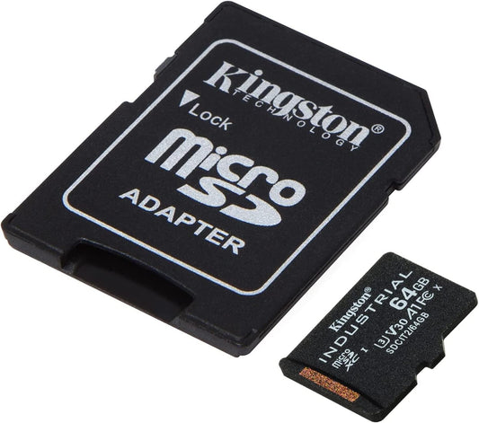 Kingston Industrial microSDXC hukommelseskort, 64GB, Klasse 10 / UHS-1 U3, med adapter SDCIT2/64GB