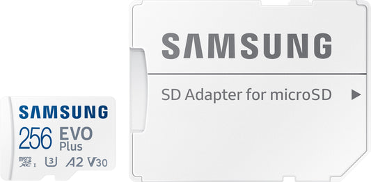 Hukommelseskort microSDXC Samsung Evo Plus, 256Gb, Klasse 10 / UHS-1 U3, med adapter MB-MC256SA/EU MB-MC256SA/EU