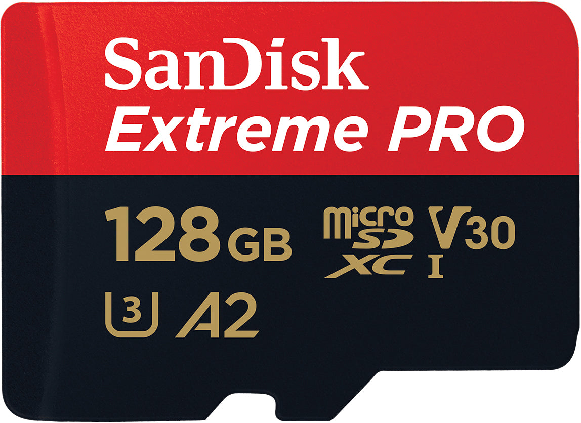 Hukommelseskort microSDXC SanDisk Extreme Pro, 128Gb, Klasse 10 / UHS-1 U3, Med Adapter SDSQXCD-128G-GN6MA