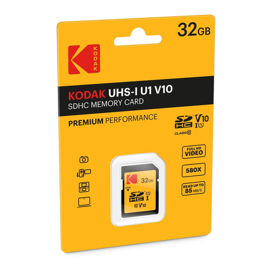 SDHC-hukommelseskort Kodak Premium Performance, 32Gb, Klasse 10 / UHS-1 U1 EKMSD32GHC10K