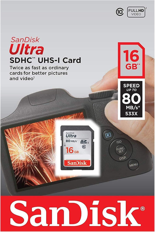 SDHC Hukommelseskort SanDisk Ultra, 16Gb, Klasse 10 SDSDUNC-016G-GN6IN