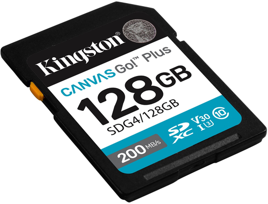 SDXC hukommelseskort Kingston Canvas Go Plus, 128Gb, Klasse 10 / UHS-1 U3 SDG4/128GB