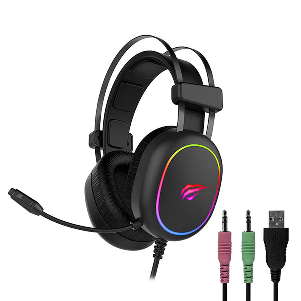 Gaming Headset 3.5mm HAVIT H2016d, RGB, 2m, Sort