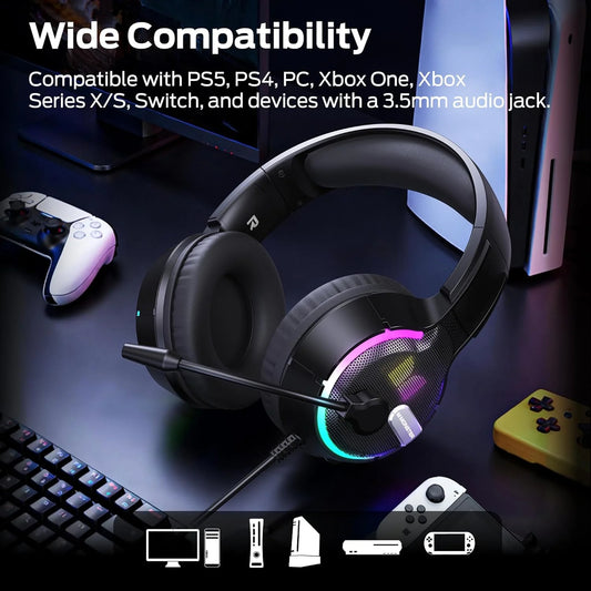Gaming Headset 3,5 mm Monster Mission 320, RGB, 1,9 m, Sort