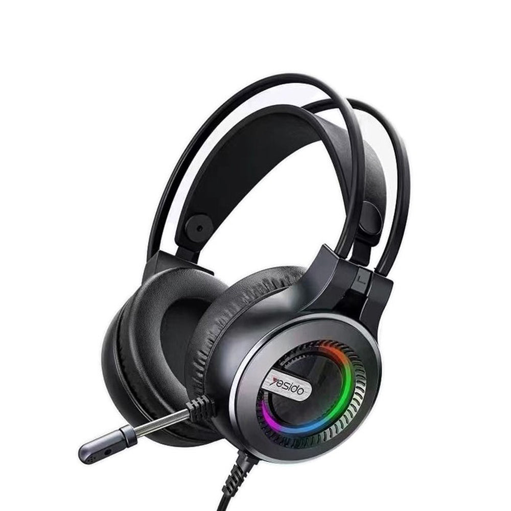 Gaming Headset 3.5mm Yesido EK02, RGB, 2.2m, Sort