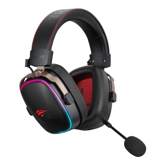 Gaming Headset Wireless HAVIT H2039BG, RGB, BT / Wi-Fi / Wired, Sort Okker