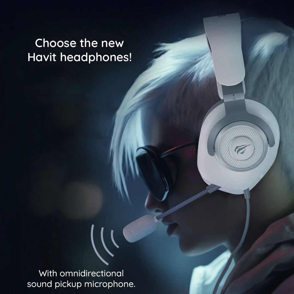 Gaming Headset USB HAVIT H2230U, 1.8m, Hvid
