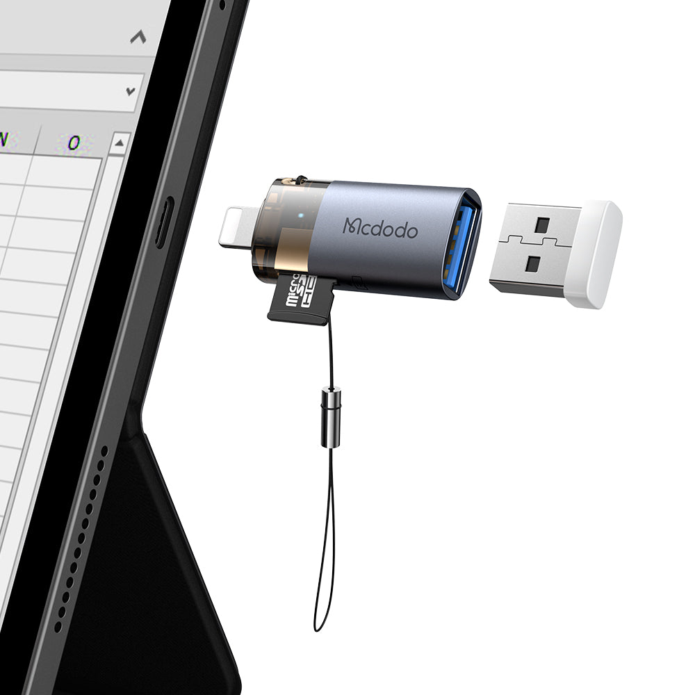 Lightning McDodo OT-7850 Card Reader, USB-A (OTG) - microSD, Black