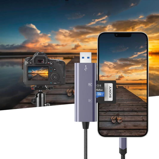 USB/Lightning-kortlæser Tech-Protect Ultraboost, SD - microSD, grå