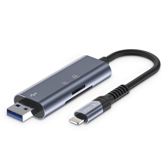 USB/Lightning-kortlæser Tech-Protect Ultraboost, SD - microSD, grå