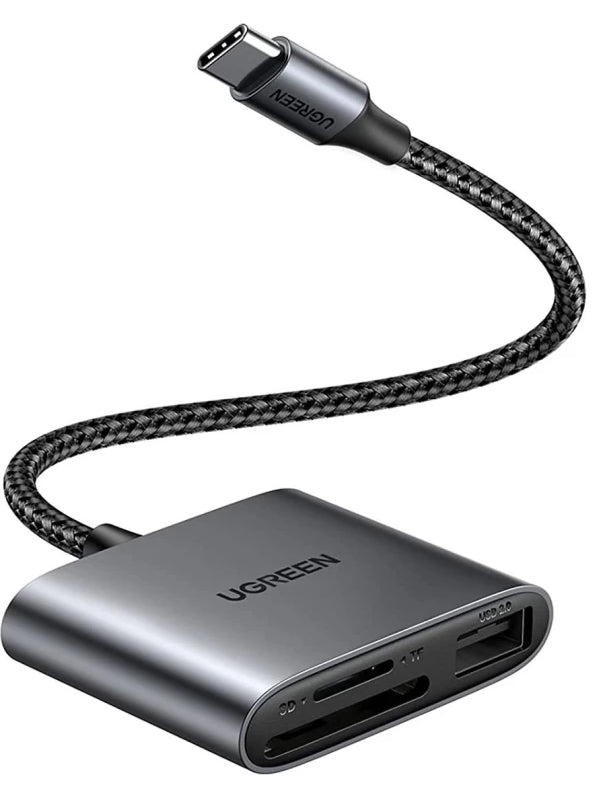 Kortlæser USB-C UGREEN CM387, USB-A (OTG) - SD - microSD, Sort