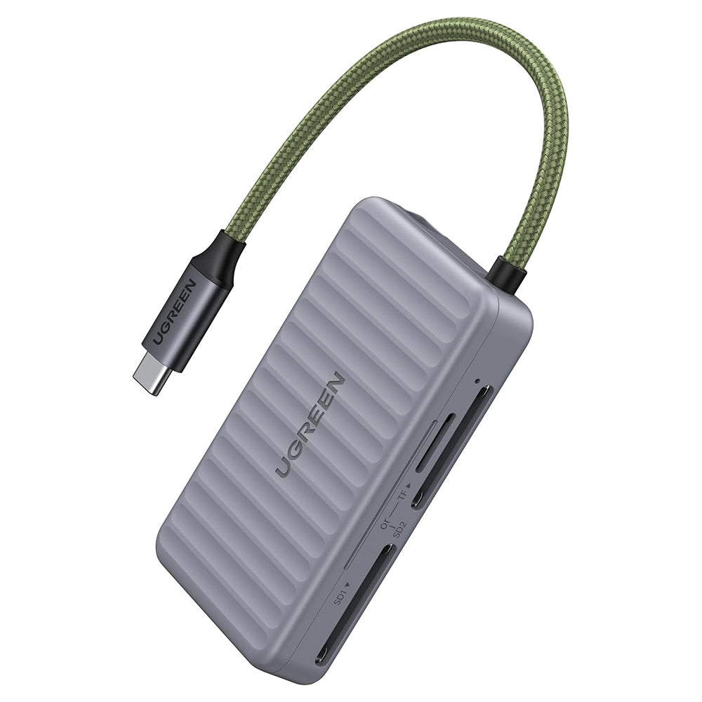 USB-C-kortlæser med UGREEN 55886-organisator, 2 x SD - microSD, Grå