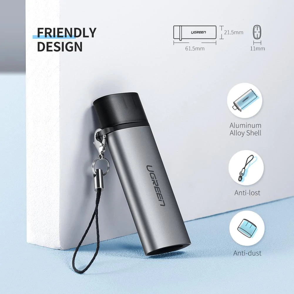 Kortlæser USB-C UGREEN CM184, SD - microSD, Grå