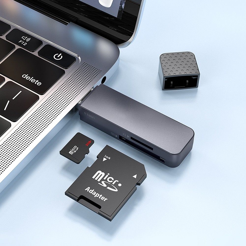USB-kortlæser HOCO HB45, SD - microSD, Grå