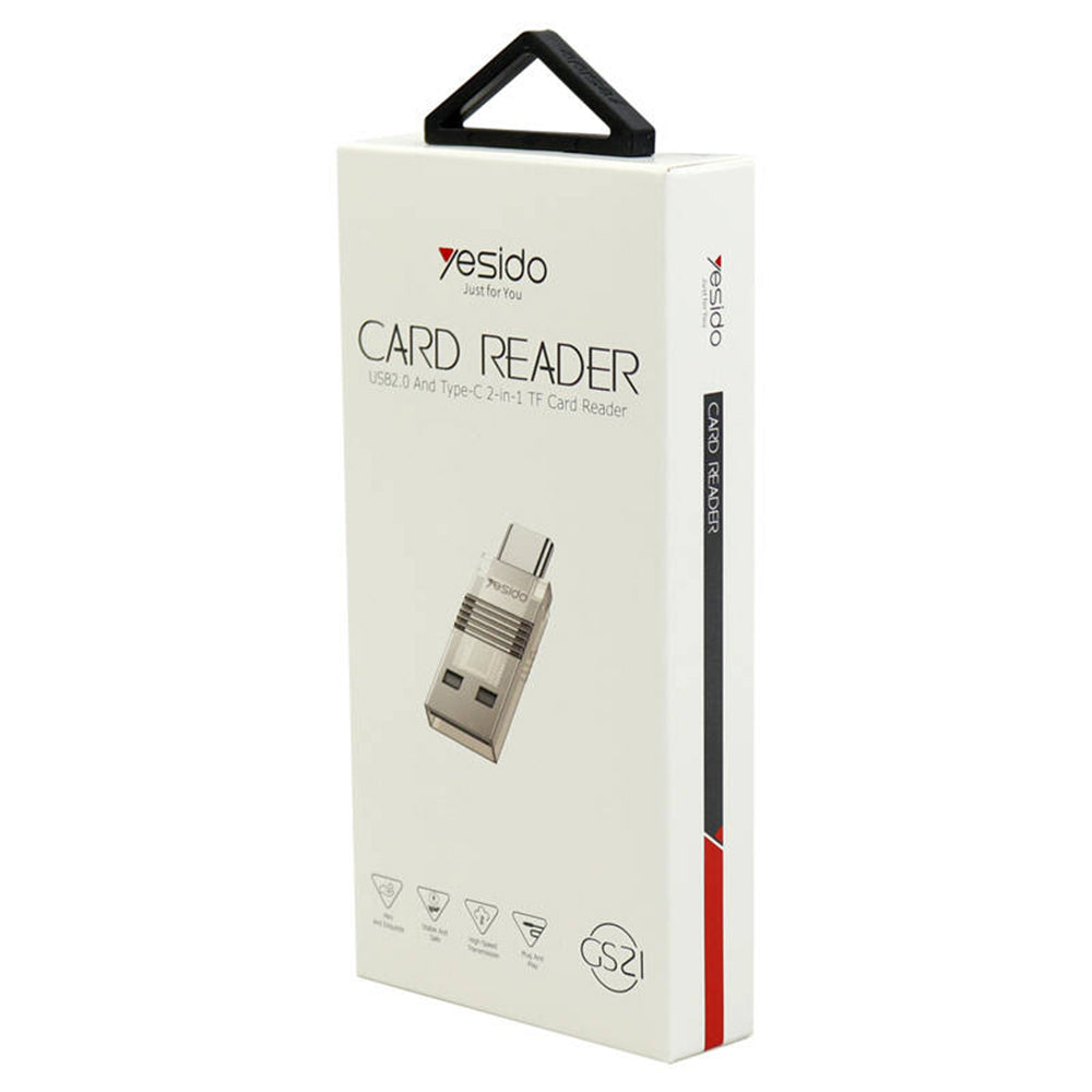 USB / USB-C-kortlæser Yesido GS21, microSD, Transparent