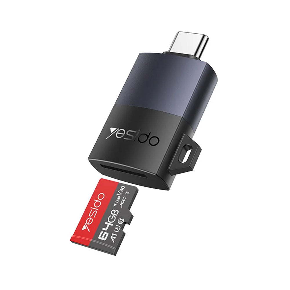 USB-C-kortlæser Yesido GS37, microSD, Sort