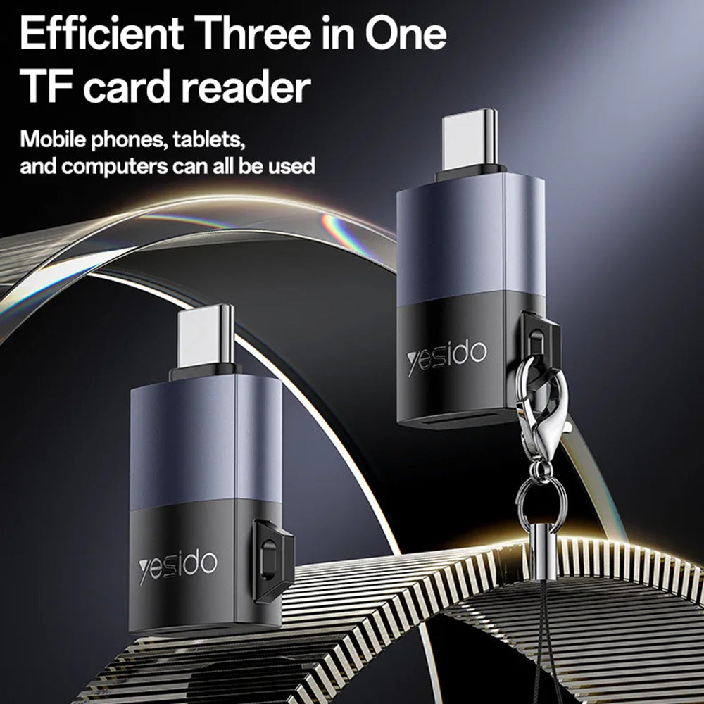 USB-C-kortlæser Yesido GS37, microSD, Sort