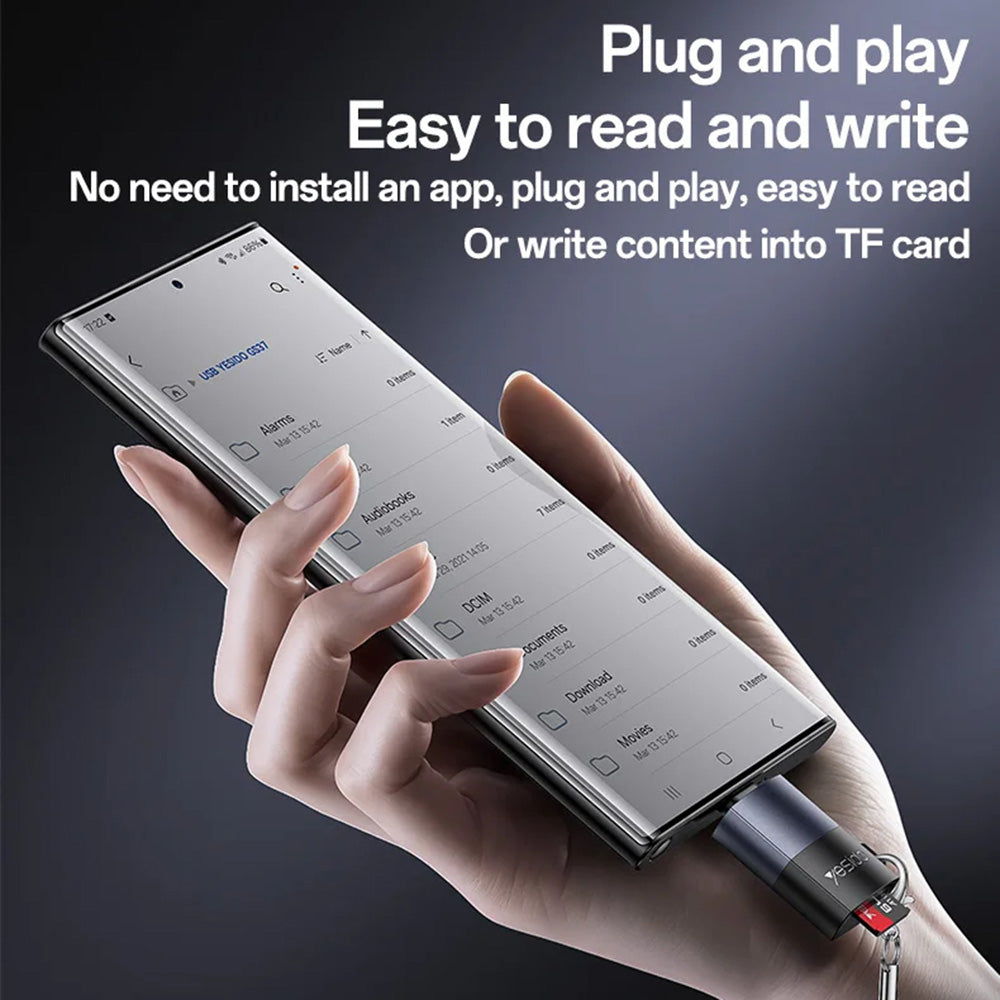 USB-C-kortlæser Yesido GS37, microSD, Sort