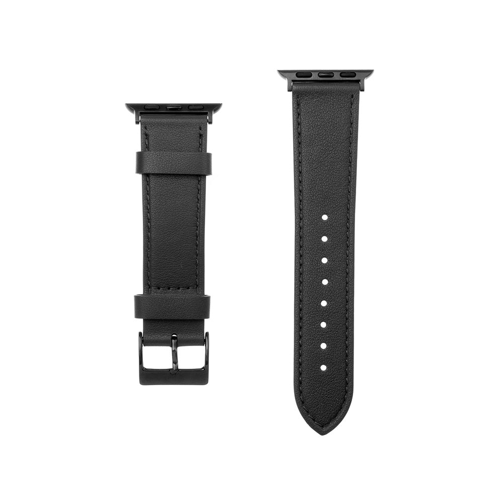 Fixed Leather rem til Apple Watch 42mm / 41mm / 40mm / 38mm Series, Sort