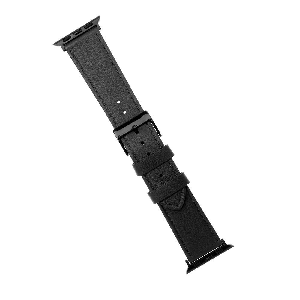 Fixed Leather rem til Apple Watch 49mm / 46mm / 45mm / 44mm / 42mm serien, Sort