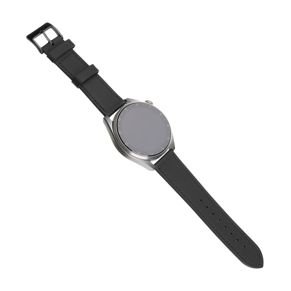Fixed Leather rem til Huawei Watch / Xiaomi Watch Series, 22mm, Sort