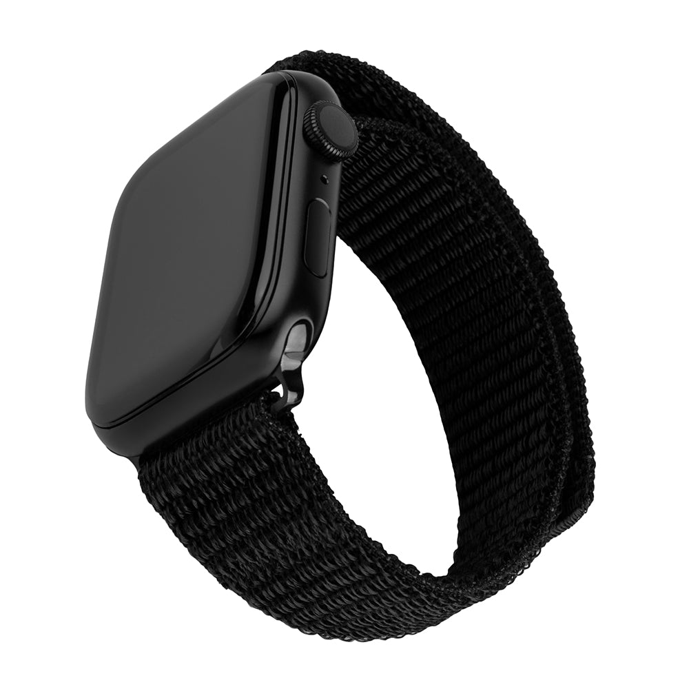 Fixed Nylon Sporty rem til Apple Watch 49mm / 46mm / 45mm / 44mm / 42mm serien, Sort