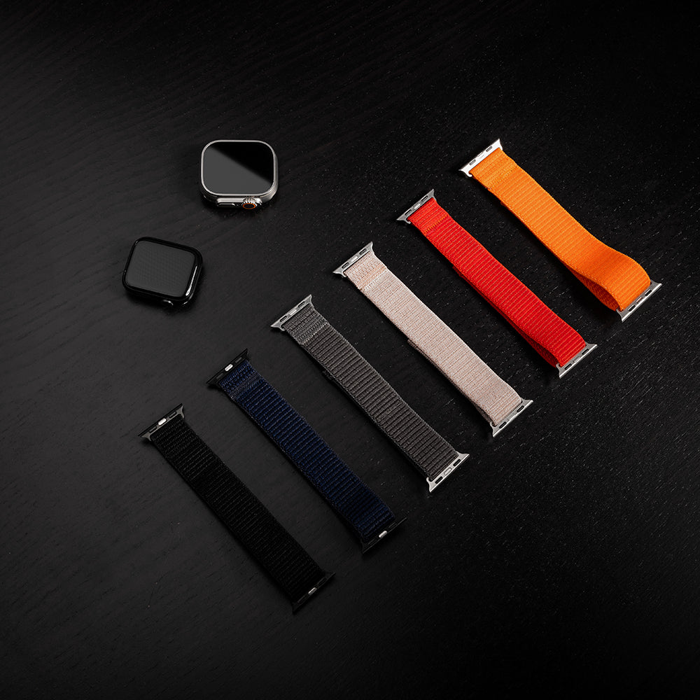 Fixed Nylon Sporty rem til Apple Watch 49mm / 46mm / 45mm / 44mm / 42mm serien, Sort