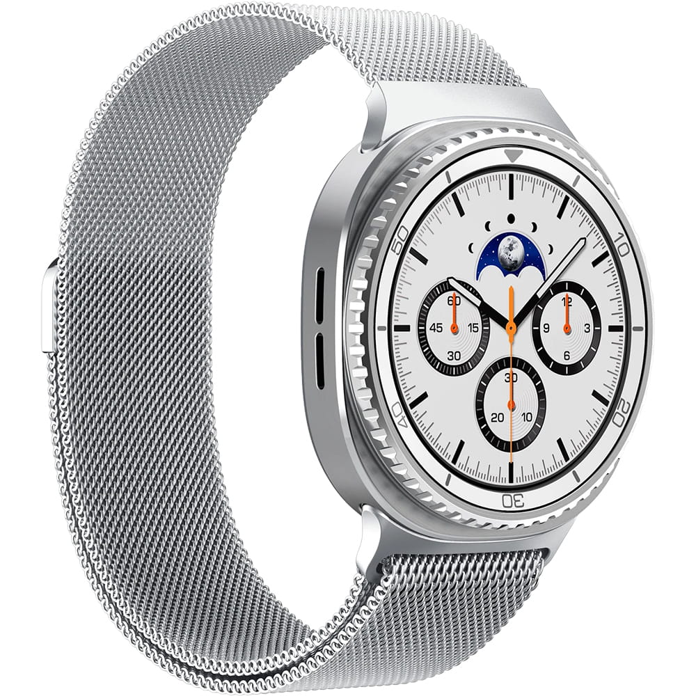 Spigen Metal Fit rem til Samsung Galaxy Watch9 / Watch8 / Watch8 Classic Series, Sølv AMP10121