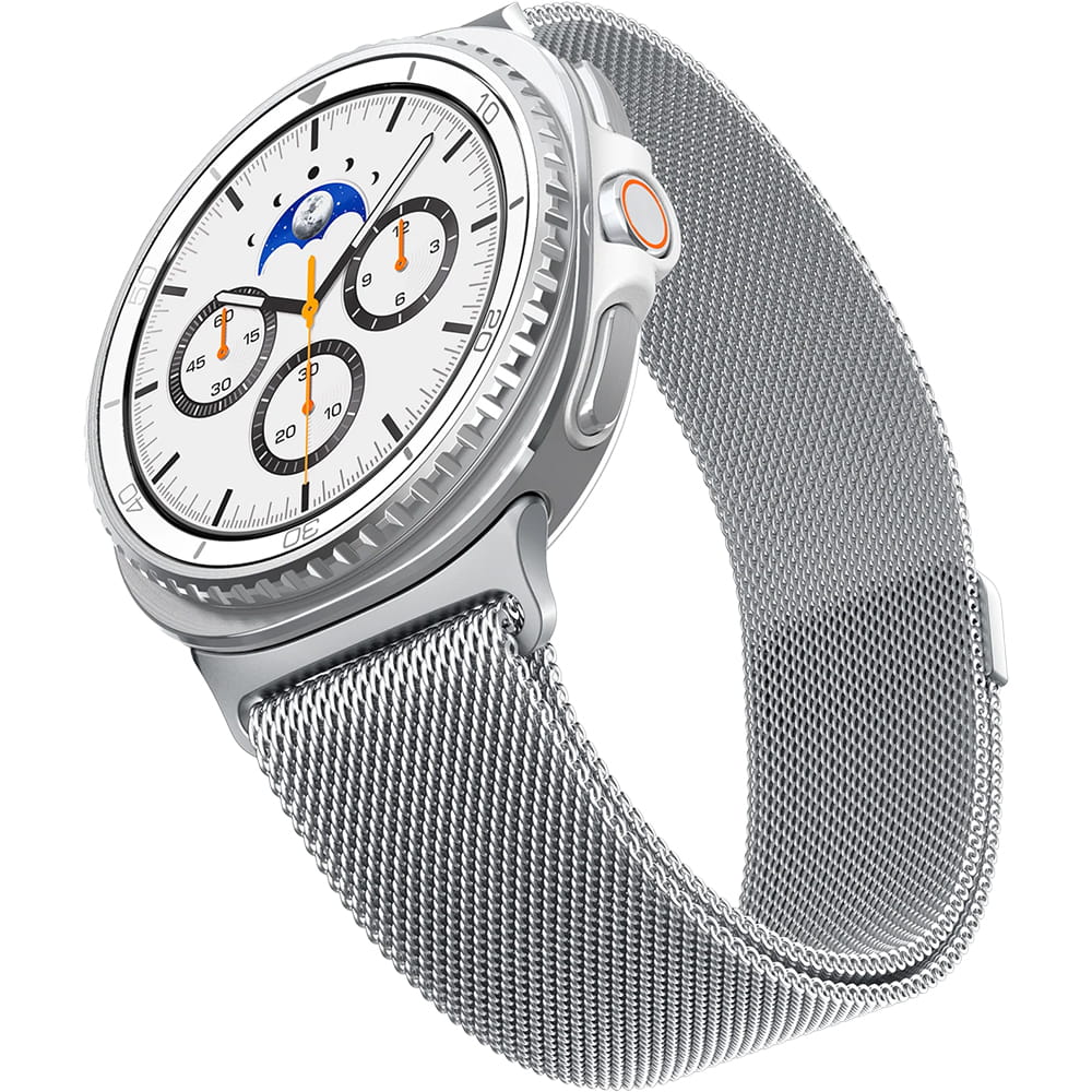 Spigen Metal Fit rem til Samsung Galaxy Watch9 / Watch8 / Watch8 Classic Series, Sølv AMP10121