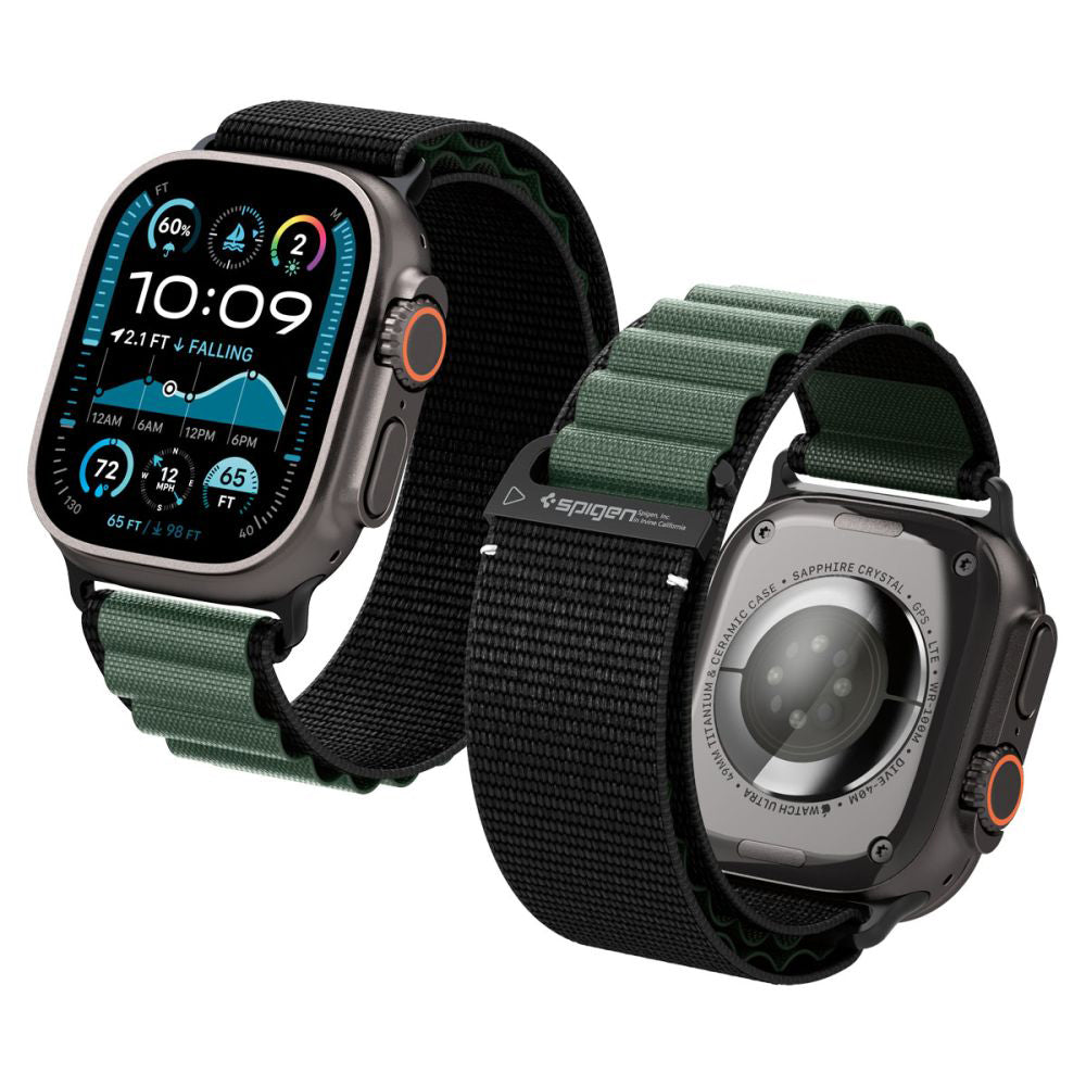 Spigen WBF1 rem til Apple Watch 49mm / 46mm / 45mm / 44mm serien, Sort Grøn AMP10223