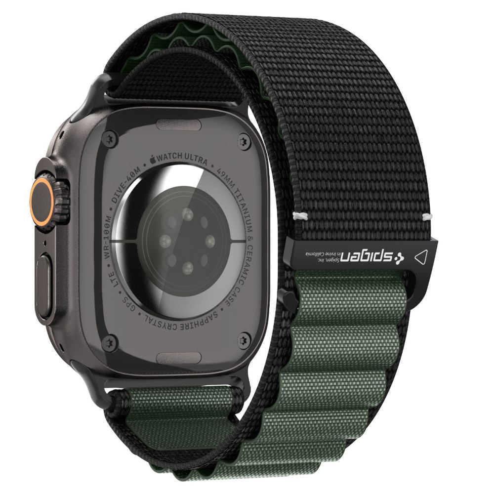 Spigen WBF1 rem til Apple Watch 49mm / 46mm / 45mm / 44mm serien, Sort Grøn AMP10223