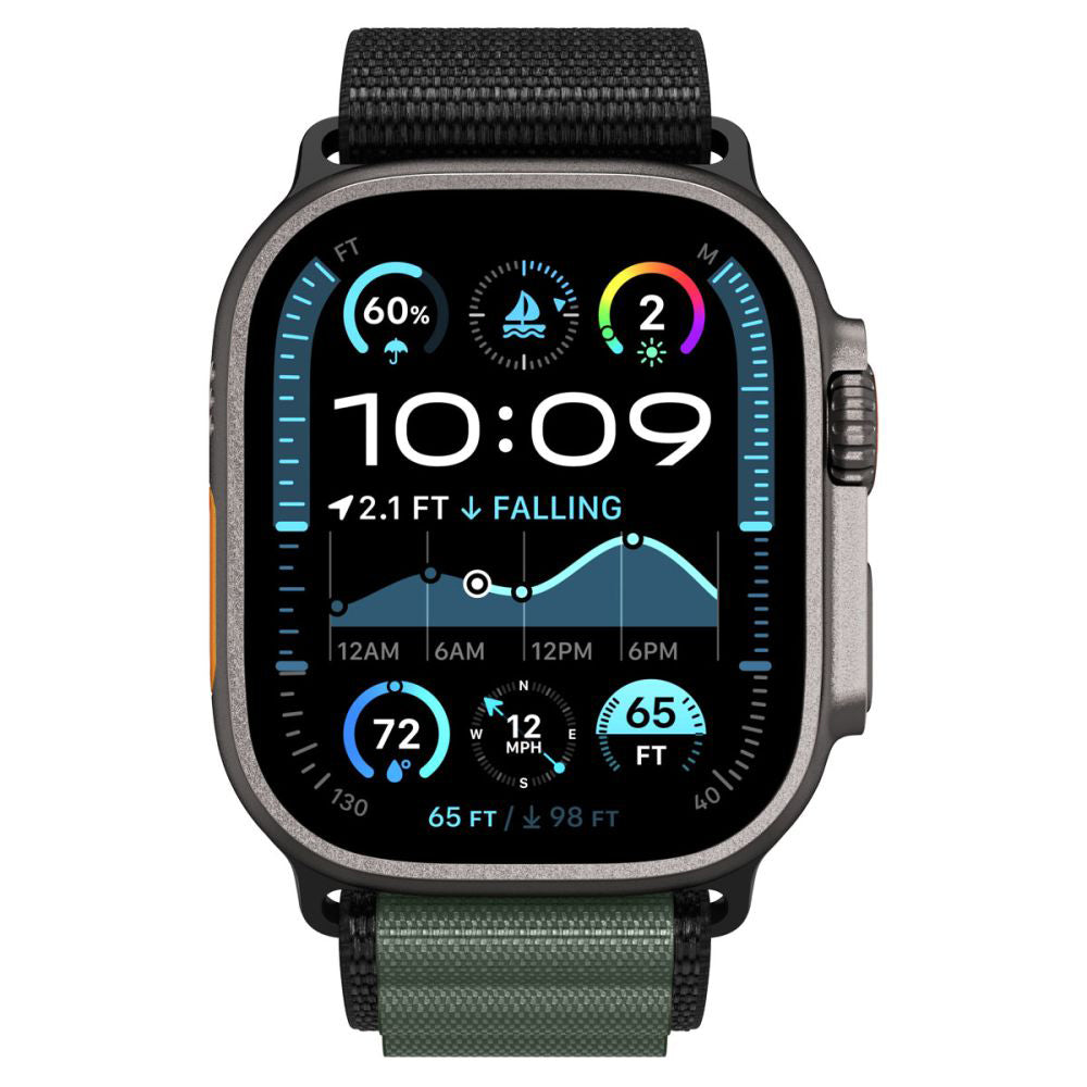 Spigen WBF1 rem til Apple Watch 49mm / 46mm / 45mm / 44mm serien, Sort Grøn AMP10223