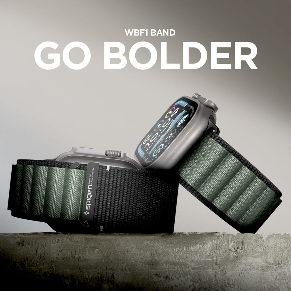 Spigen WBF1 rem til Apple Watch 49mm / 46mm / 45mm / 44mm serien, Sort Grøn AMP10223