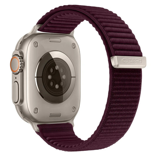Tech-Protect NylonLoop-rem til Apple Watch 49 mm / 46 mm / 45 mm / 44 mm-serien, vinrød
