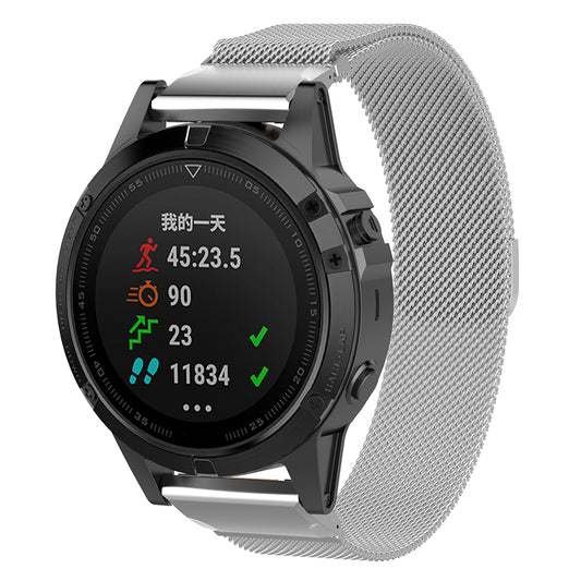 Techsuit W009 rem til Garmin Watch Fenix / Forerunner Series, 22mm, Sølvfarvet