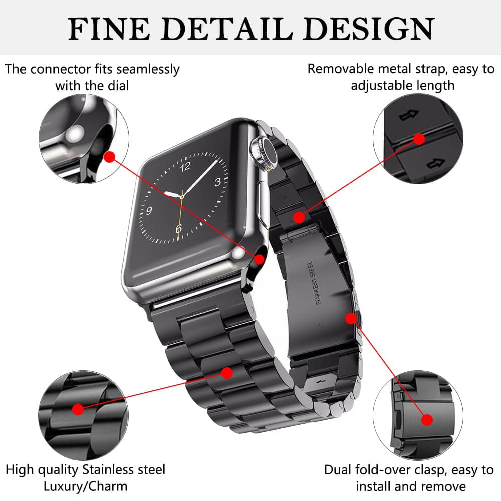 Techsuit W036 rem til Apple Watch 49mm / 46mm / 45mm / 44mm / 42mm serien, Sort