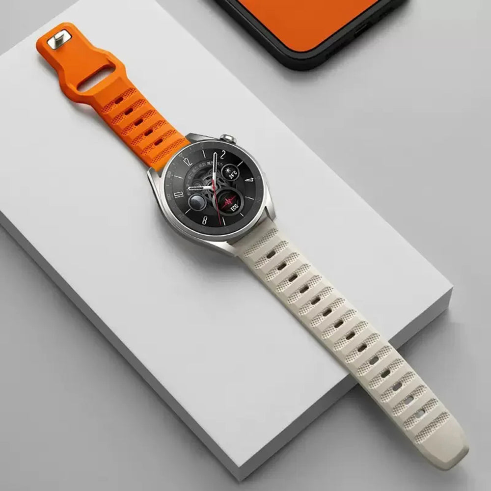 Techsuit W050 rem til Samsung Galaxy Watch / Huawei Watch Series, Beige Orange