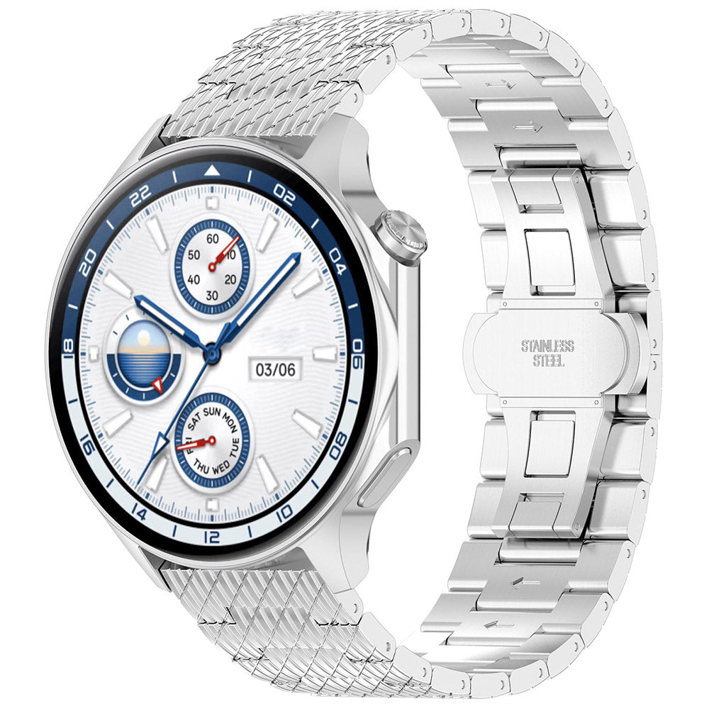 Techsuit W052 rem til Huawei Watch / Xiaomi Watch Series, 22mm, Sølvfarvet