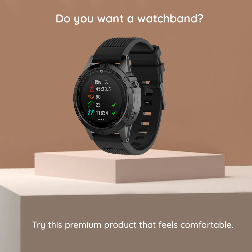 Techsuit W058 rem til Garmin Instinct / Approach / Fenix Watch Series, 20mm, Sort
