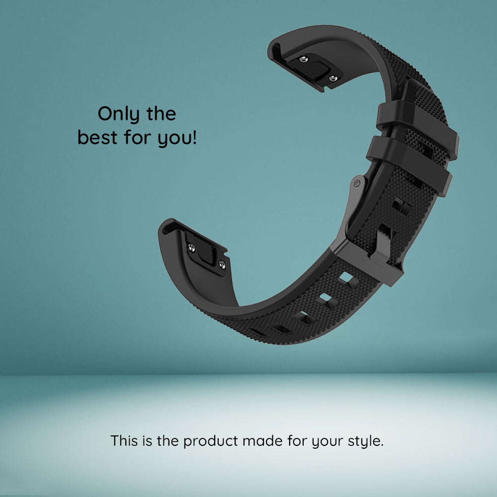 Techsuit W058 rem til Garmin Instinct / Approach / Fenix Watch Series, 20mm, Sort